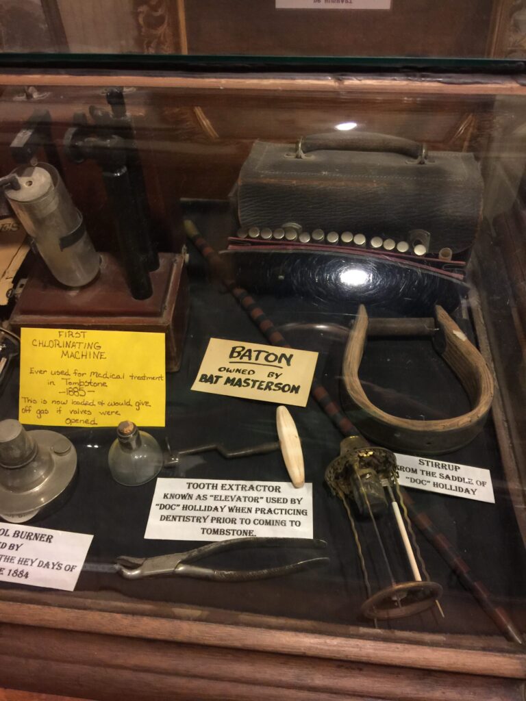 Display of artifacts from Tombstone and the Birdcage Theater