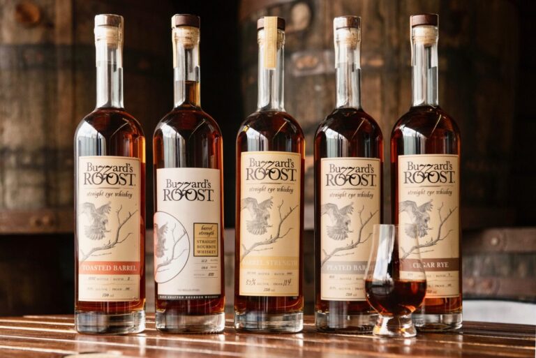Buzzard's Roost whiskies with glass