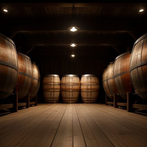 Whisky Barrels in a Rickhouse